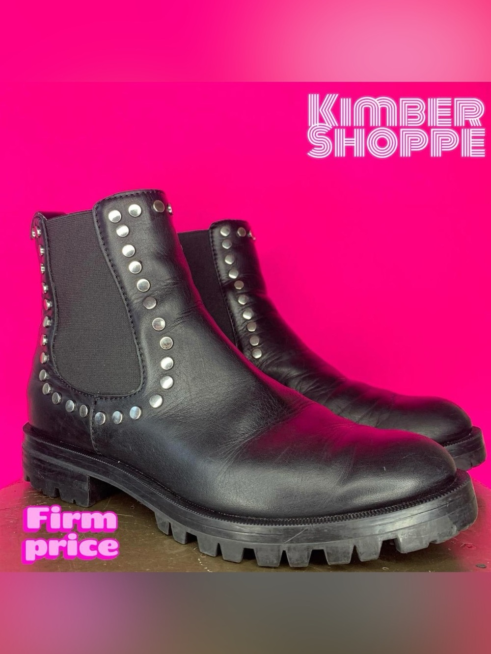 Dolce Vita Peton Studded Black Leather Chelsea Boot US 7.5 UK 5 EU 38